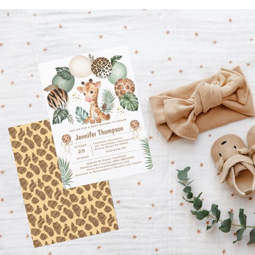 Cute Baby Giraffe Safari Animal Print  Invitation