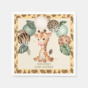 Cute Baby Giraffe Safari Animal Print Napkins