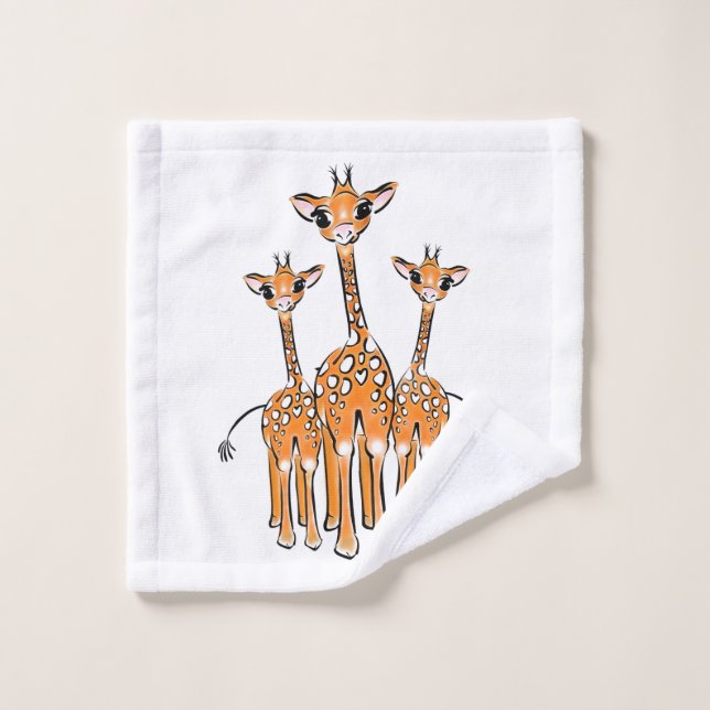 Cute Baby Giraffe, safari animals Bath Towel Set (Wash Cloth)