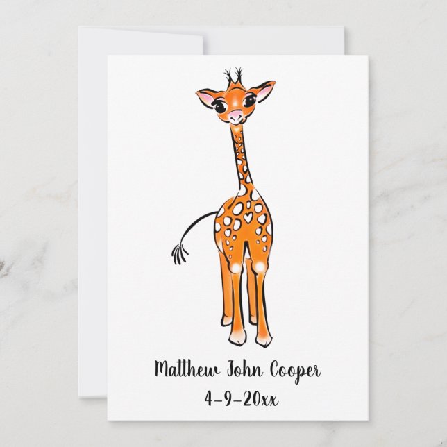 Cute Baby Giraffe, safari animals  Invitation (Front)