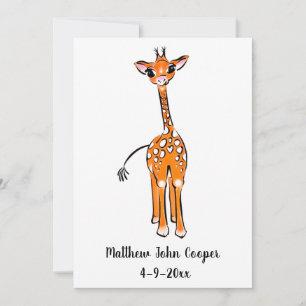 Cute Baby Giraffe, safari animals Invitation