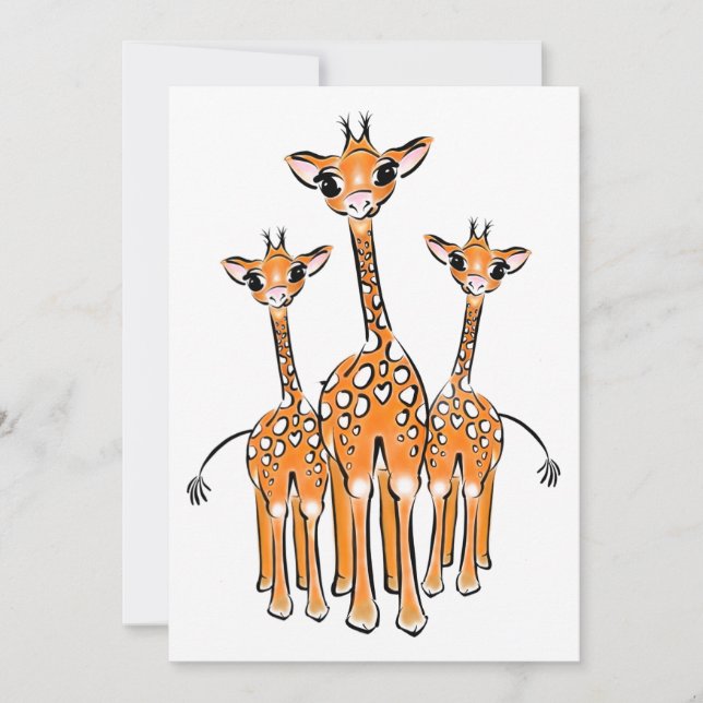 Cute Baby Giraffe, safari animals  Invitation (Front)