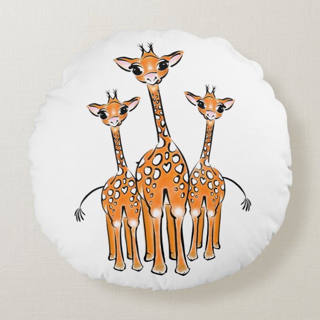 Cute Baby Giraffe, safari animals Round Pillow (Front)