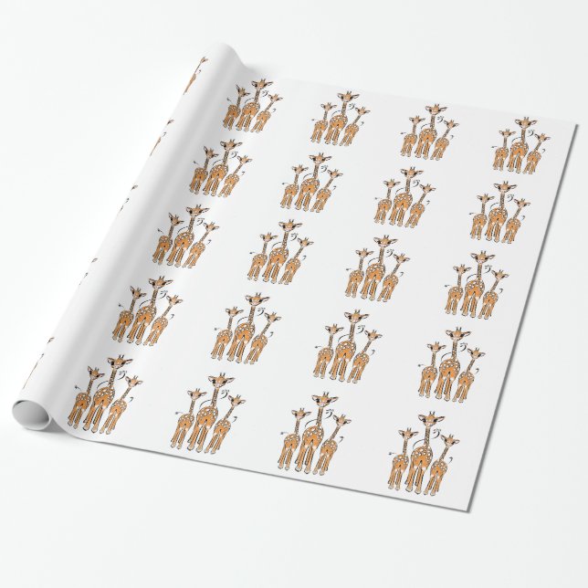 Cute Baby Giraffe, safari animals Wrapping Paper (Unrolled)