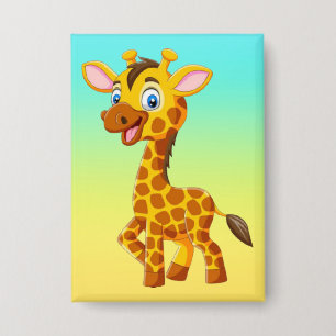 Cute Baby Giraffe Smiling Cartoon-35280 Button