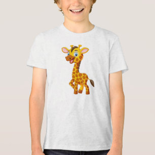 Cute Baby Giraffe Smiling Cartoon-35280 Tri-Blend Shirt