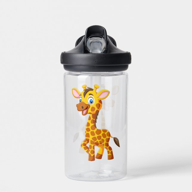 Cute Baby Giraffe Smiling Cartoon-35280 Water Bottle (Front)