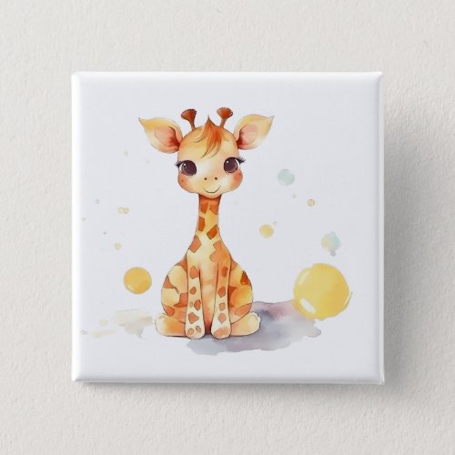 Cute Baby Giraffe Square Button