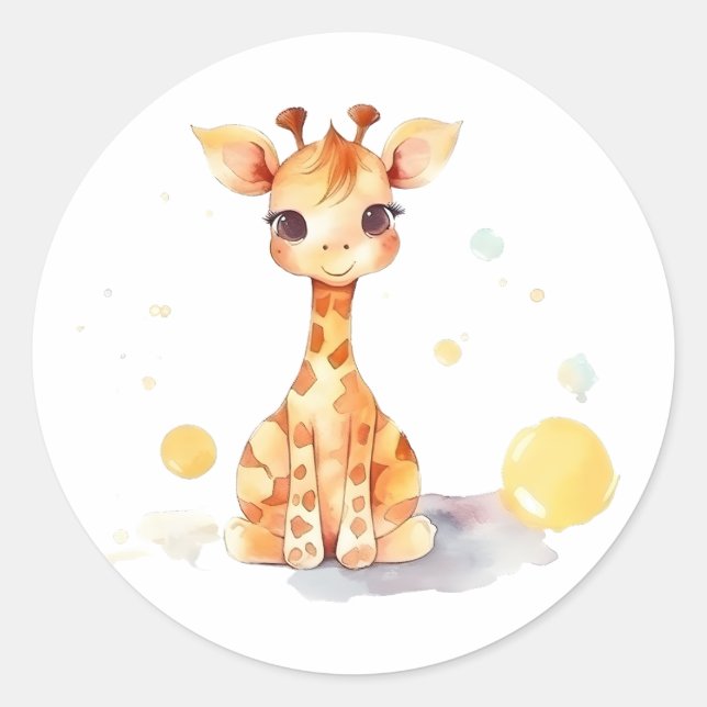 Cute Baby Giraffe Sticker (Front)