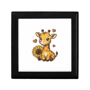 Cute Baby Giraffe Sunflower Vintage Engraving Tee_ Gift Box
