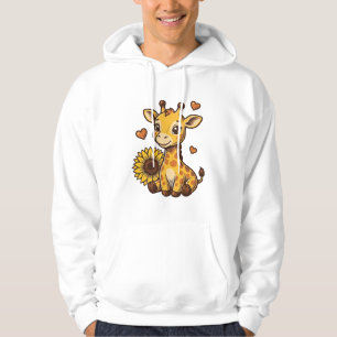 Cute Baby Giraffe Sunflower Vintage Engraving Tee_ Hoodie