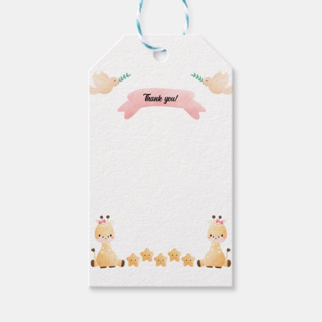 Cute Baby Giraffe Thank You Tag (Front)