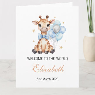 Cute Baby Giraffe Welcome to the World Card