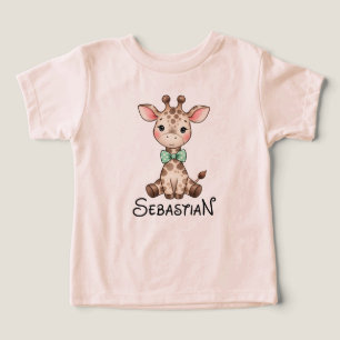 Cute Baby Giraffe with Bow Tie Personalized Toddle Toddler T-shirt