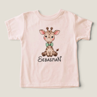 Cute Baby Giraffe with Bow Tie Personalized Toddle Toddler T-shirt