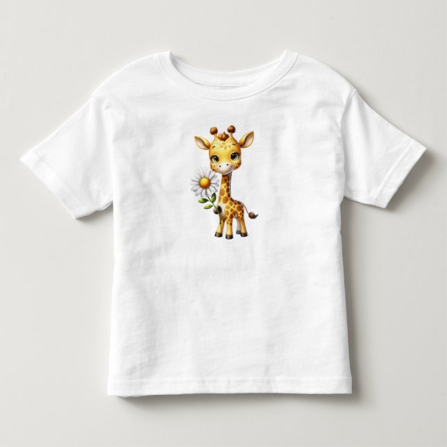 Cute Baby Giraffe with Daisy Flower-88681 Toddler T-shirt (Front)