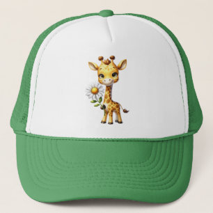Cute Baby Giraffe with Daisy Flower-88681 Trucker Hat