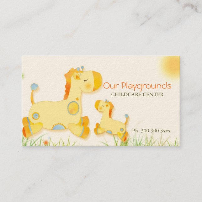 Cute Baby Giraffes Childcare Daycare Center Business Card (Front)