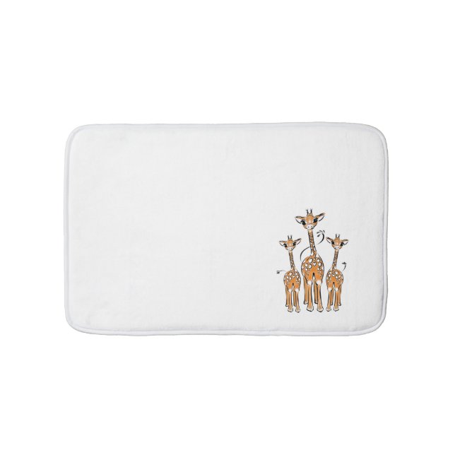 Cute Baby Giraffes, safari animals Bath Mat (Front)