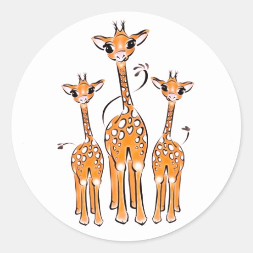 Cute Baby Giraffes safari animals Classic Round S Classic Round Sticker