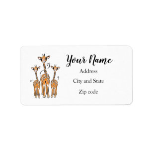 Cute Baby Giraffes, safari animals Label