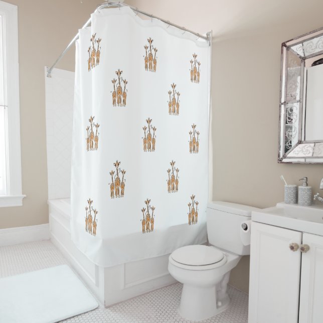 Cute Baby Giraffes, safari animals Shower Curtain (In Situ)