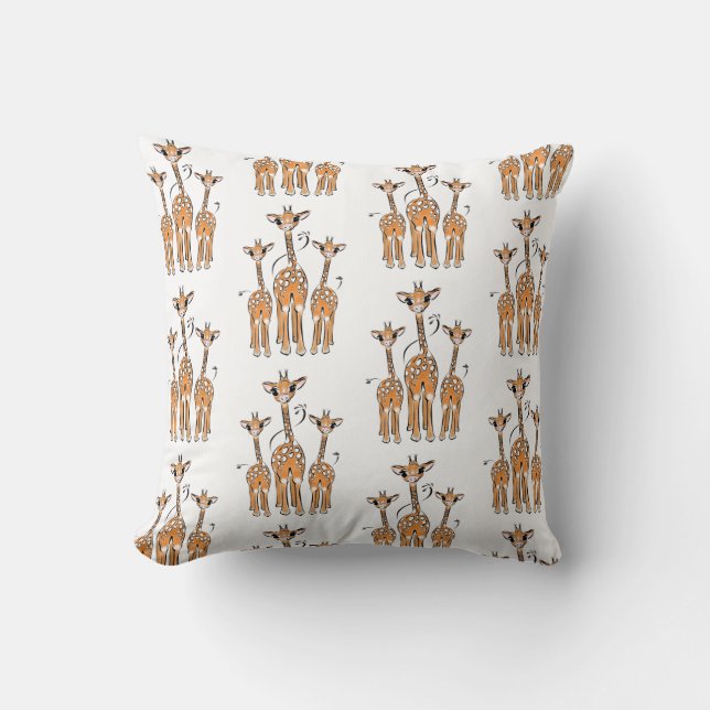 Cute Baby Giraffes, safari animals Throw Pillow (Front)