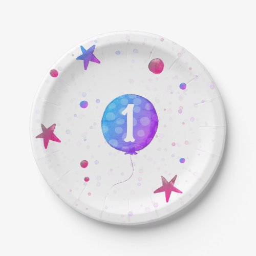 Cute Baby Girl 1st Birthday Party Paper Plates