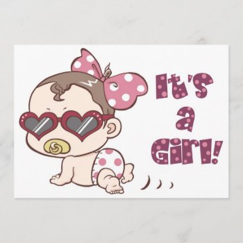 Cute Baby Girl Baby Shower Invitation Card by CandyTown at Zazzle