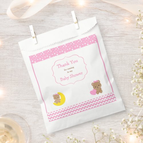 Cute Baby Girl Bears Baby Shower Party Favor Favor Bag