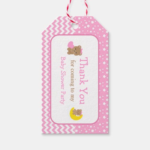 Cute Baby Girl Bears Thank You Gift Tag