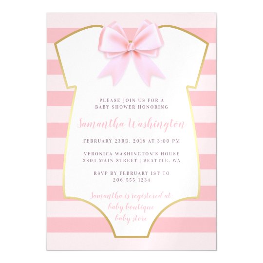 Cute Baby Girl Blush Pink Bow Gold Baby Shower Magnetic