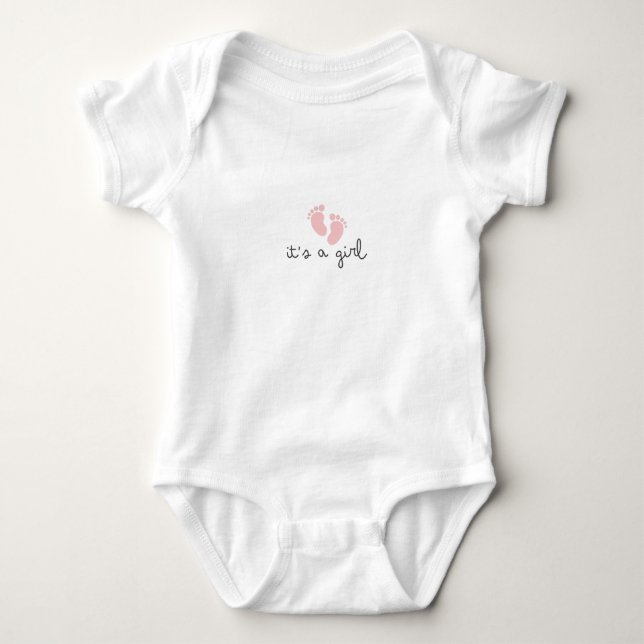 Cute Baby Girl Bodysuit with Footprints T-Shirt (Front)