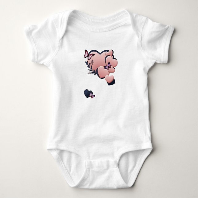 Cute Baby Girl Bodysuit with Pink Teddy Bear  (Front)