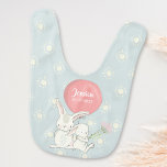Cute Baby Girl Bunny With Name Baby Bib at Zazzle