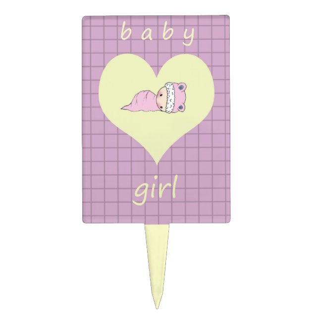 Cute Baby Girl Cake Topper Baby Shower (Front)