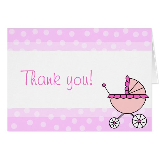 Cute Baby Girl Carriage Design Thank You Cards | Zazzle