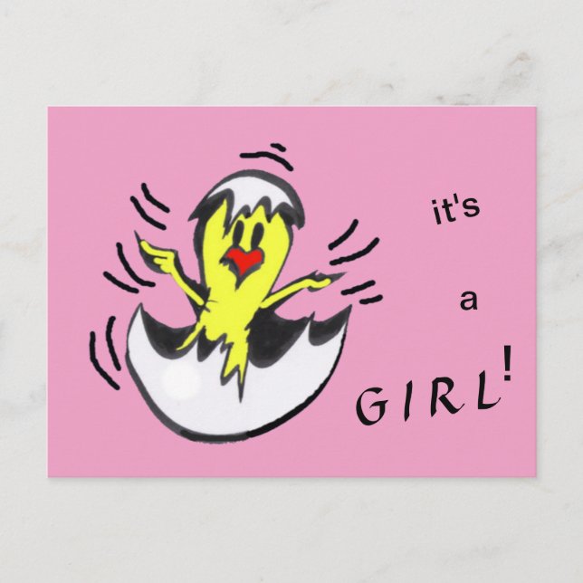 Cute Baby GIRL Chick Cartoon Postcard (Front)