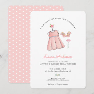 Cute Baby Girl Clothes Baby Shower Invitation