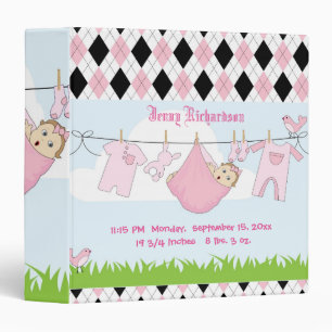 Cute Baby Girl Clothes Line 3 Ring Binder