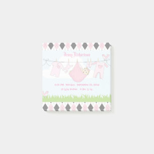 Cute Baby Girl Clothes Line Post-it Notes