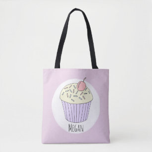 Cute Baby Girl Cupcake Muffin with Name Diaper Tote Bag