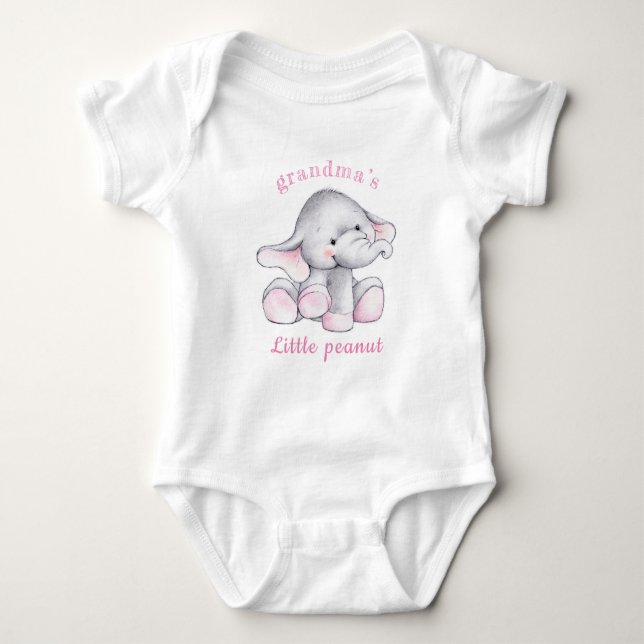 Cute Baby Girl Elephant Little Peanut Bodysuit (Front)