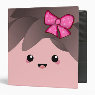 Cute Baby Girl Face with Pink Bow Gender Reveal 3 Ring Binder