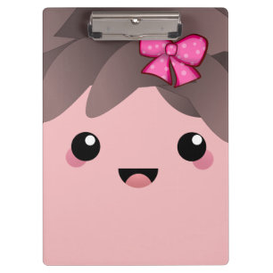 Cute Baby Girl Face with Pink Bow Gender Reveal Clipboard
