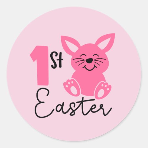 cute baby girl first Easter  Classic Round Sticker