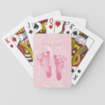Cute Baby Girl Footprints Birth Announcement Playing Cards at Zazzle
