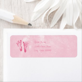 Cute Baby Girl Footprints With Name Label | Zazzle