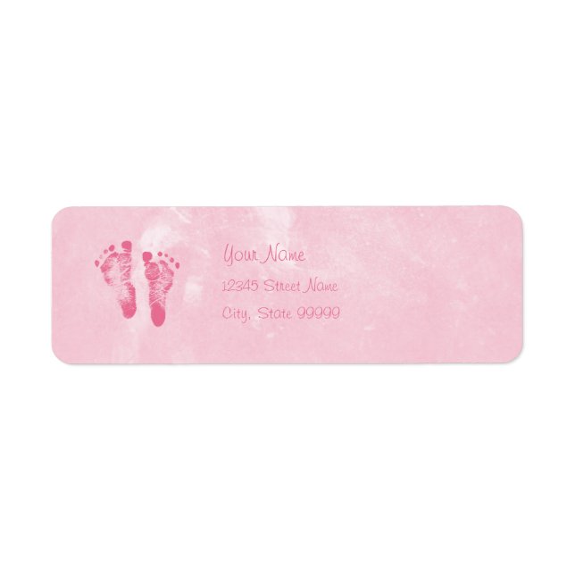 Cute Baby Girl Footprints With Name Label (Front)