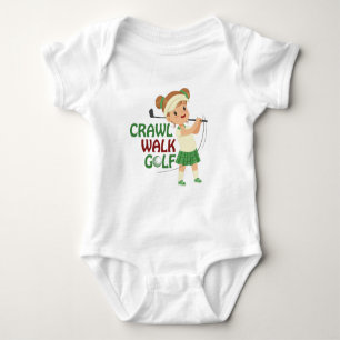 cute baby girl golfing word art  bodysuit